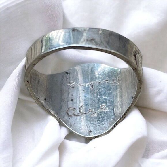 Handmade Womens Sterling Silver .925 Abstract Geometric Hammered Ring Sz 8.5 - Picture 8 of 9